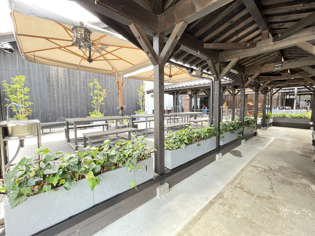 三郎丸酒造レストランBBQ GRADENの植栽
